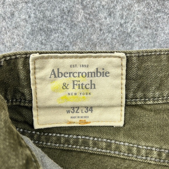 Abercrombie Fitch Jeans Mens 32 x 34 Green Skinny Button Fly Cotton Denim Pants - Picture 5 of 14